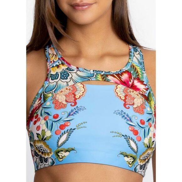 Johnny Was Blu Cross Back Sports Bra - Picture 1 of 7